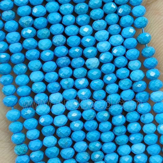 Howlite Turquoise Beads Blue Dye Faceted Rondelle