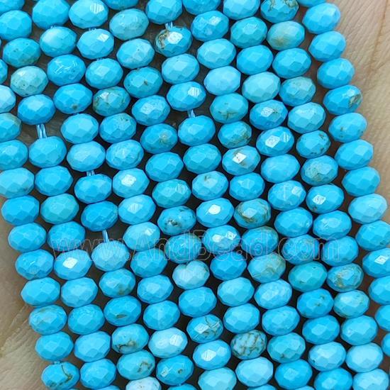 Howlite Turquoise Beads Blue Dye Faceted Rondelle