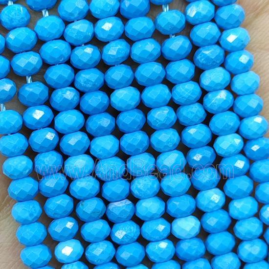 Howlite Turquoise Beads Blue Dye Faceted Rondelle
