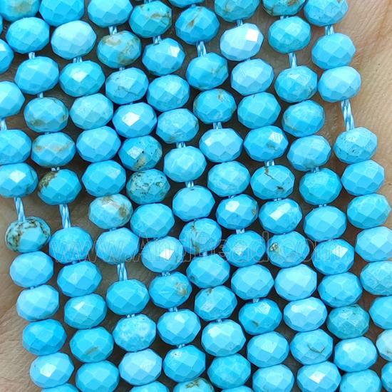 Howlite Turquoise Beads Blue Dye Faceted Rondelle