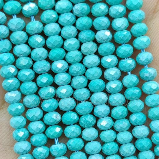 Howlite Turquoise Beads Green Dye Faceted Rondelle