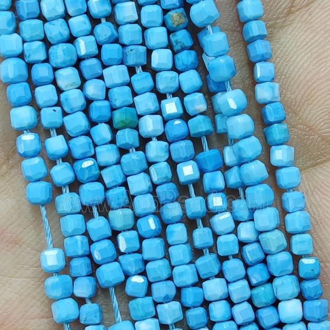 Natural Howlite Turquoise Cube Beads Blue Dye