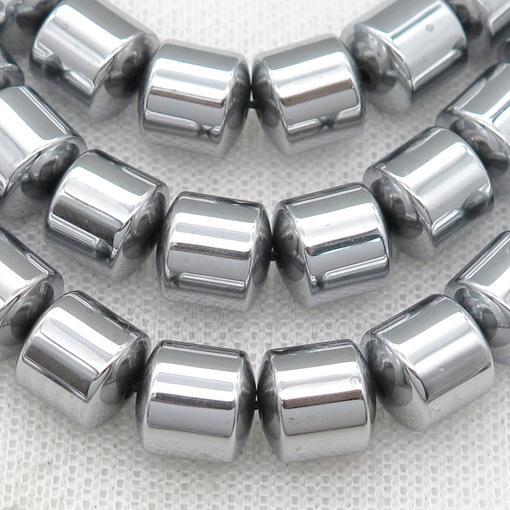Hematite tube beads, platinum plated