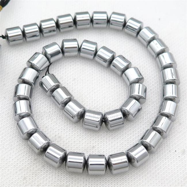 Hematite tube beads, platinum plated