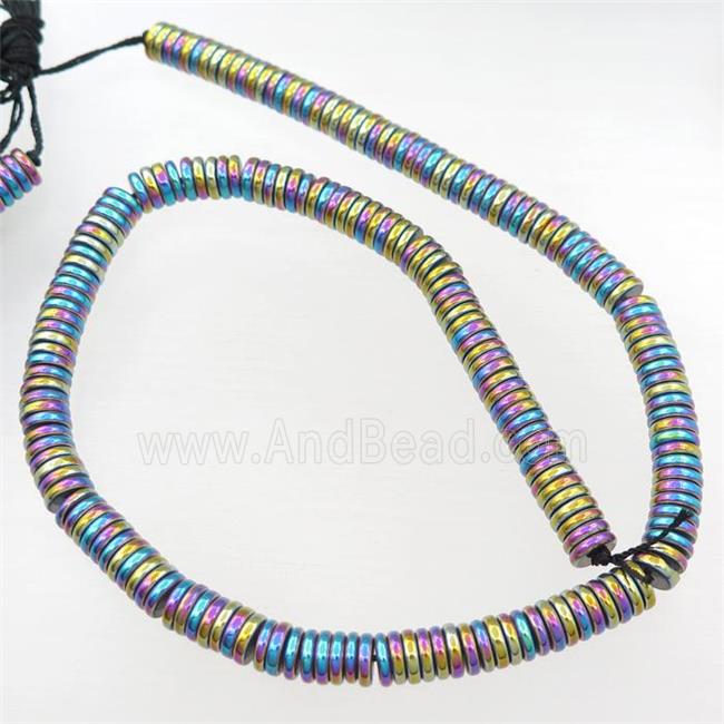 Hematite heishi beads, rainbow