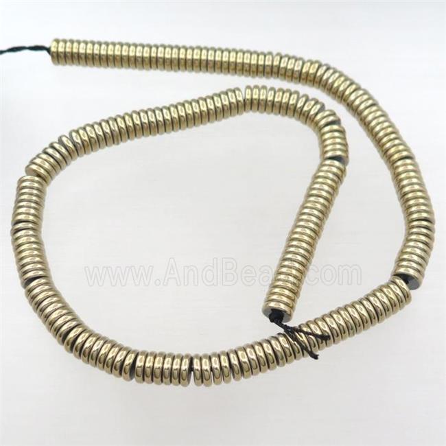 Hematite heishi beads, lt.gold