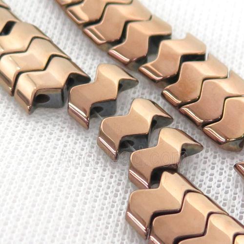 brown Hematite wave Beads with 2holes
