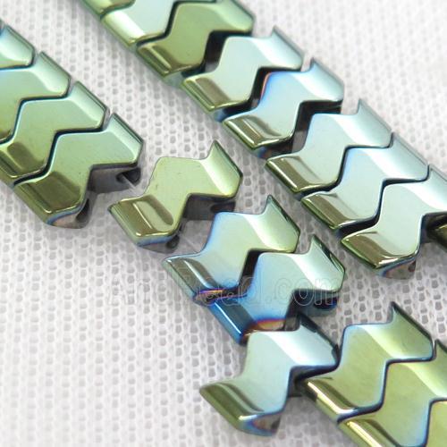green Hematite wave Beads with 2holes