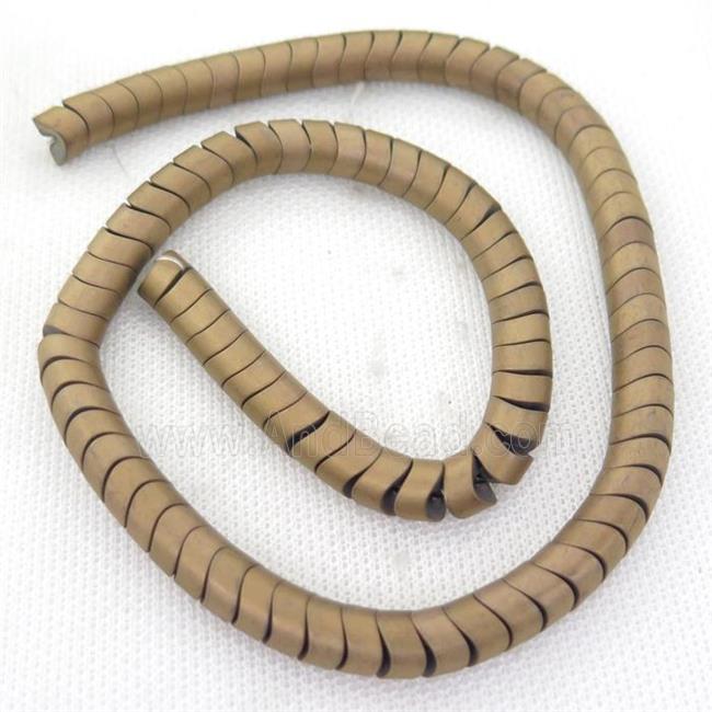 brown Hematite wave Beads, snakeskin, matte