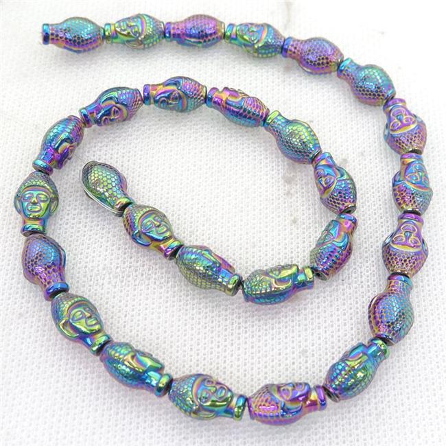 rainbow Hematite buddha Beads