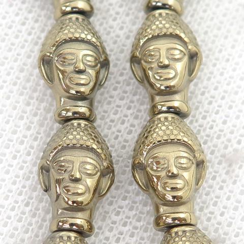 Hematite buddha Beads, pyrite color