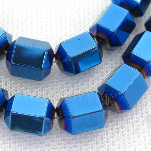 Hematite tube Beads, blue electroplated