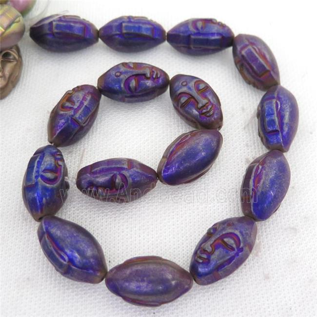 purple Hematite buddha Beads