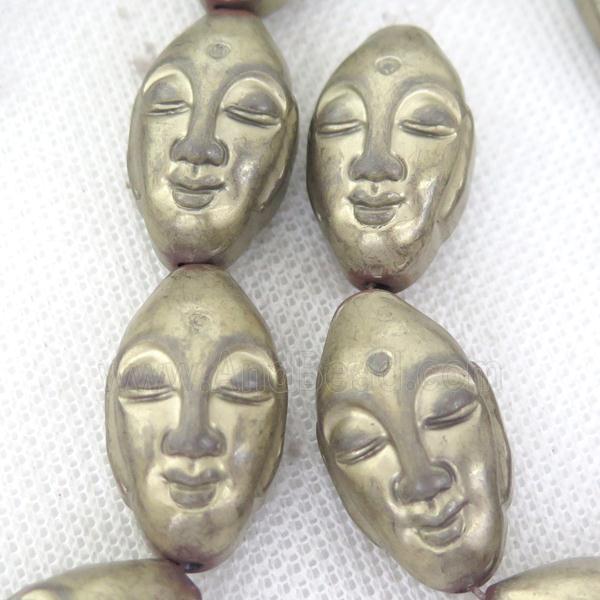 Hematite buddha Beads, pyrite color