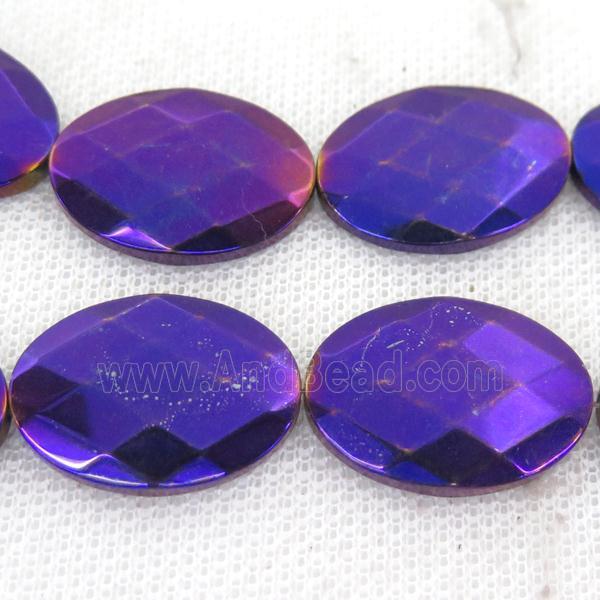purple Hematite Beads, faceted oval