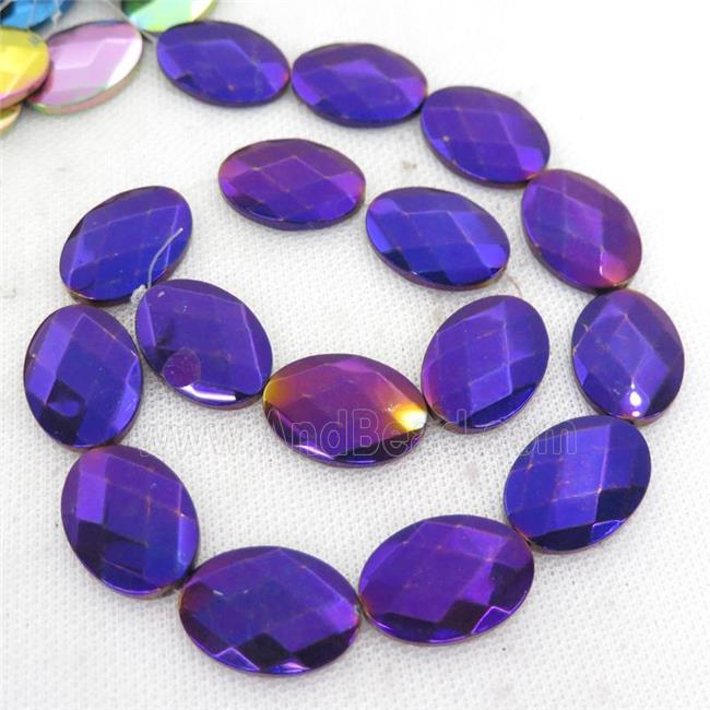 purple Hematite Beads, faceted oval