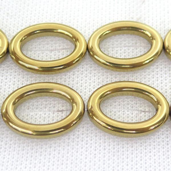 Hematite oval beads, gold plated