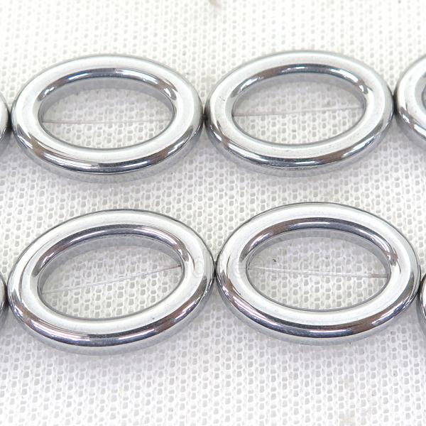 Hematite oval beads, silver plated