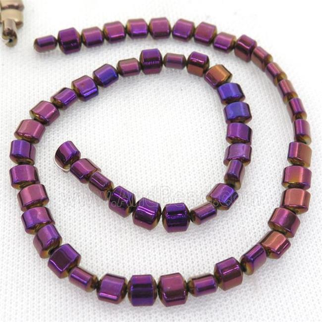 purple Hematite Beads, flat tube