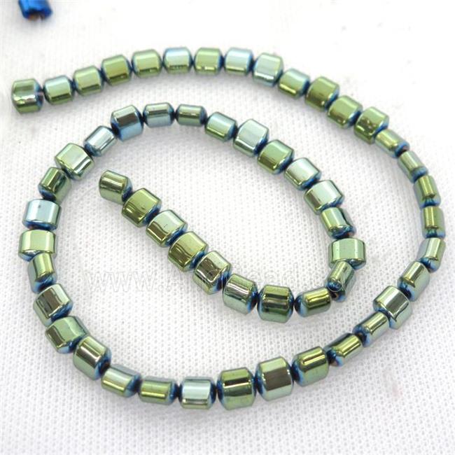 green Hematite Beads, flat tube
