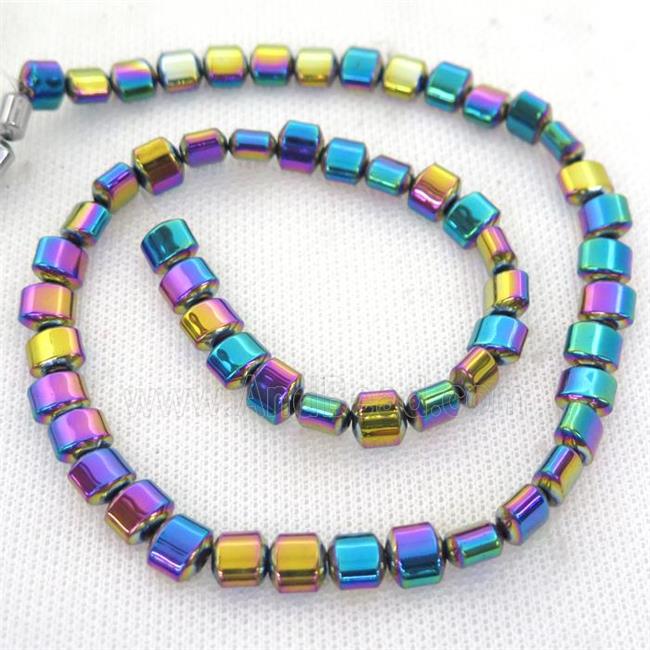 rainbow Hematite Beads, flat tube