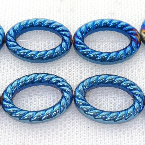 blue Hematite oval beads