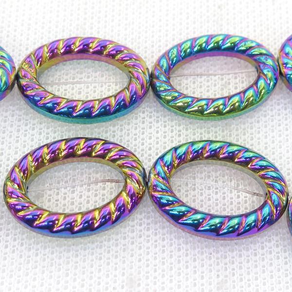rainbow Hematite oval beads