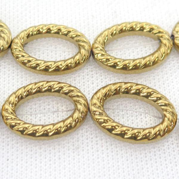 Hematite oval beads, gold plated