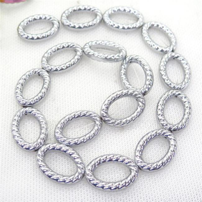 Hematite oval beads, silver plated