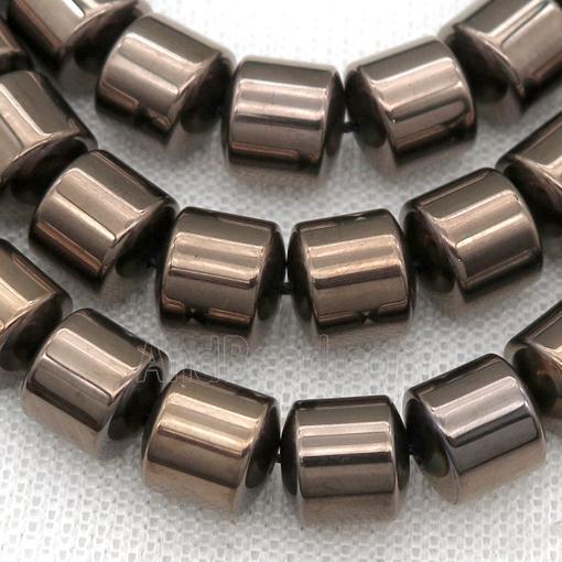 chocolate Hematite tube beads, electroplated