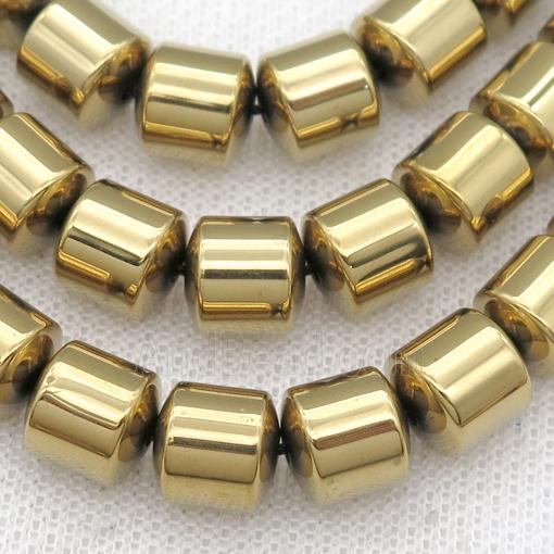 Hematite tube beads, gold plated