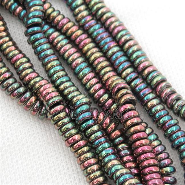 Hematite heishi beads, multicolor