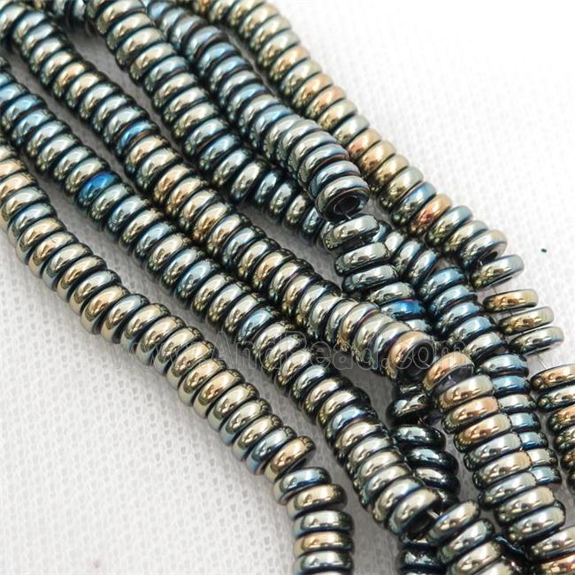 Hematite heishi beads, bluegold