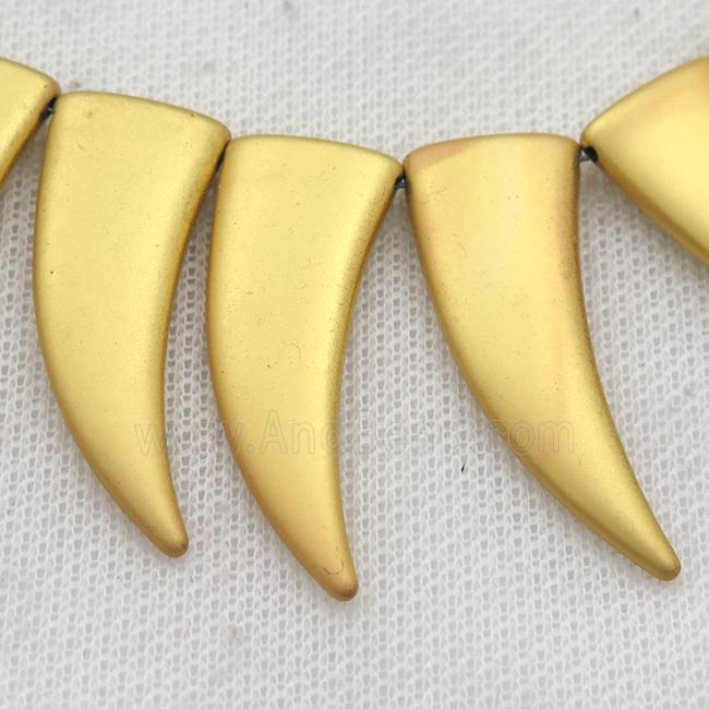 Hematite horn beads, duck gold
