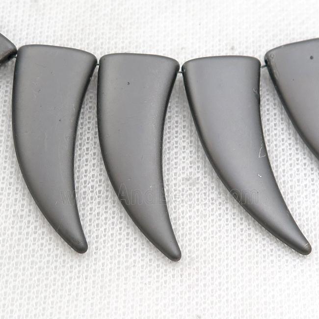black Hematite horn beads, matte