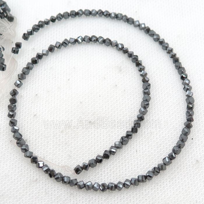 black Hematite beads, corner-drilled cube