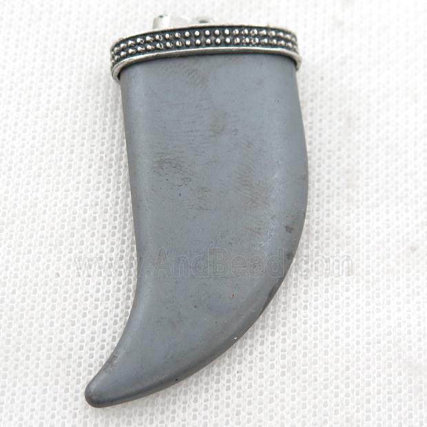 matte black Hematite horn pendant