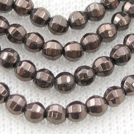 Hematite lantern beads, chocolate electroplated