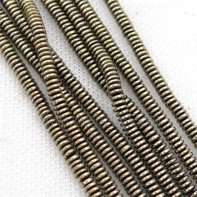 Hematite heishi beads, pyrite color electroplated