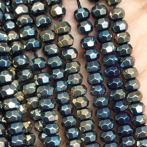goldblue Hematite Beads, faceted rondelle, electroplated