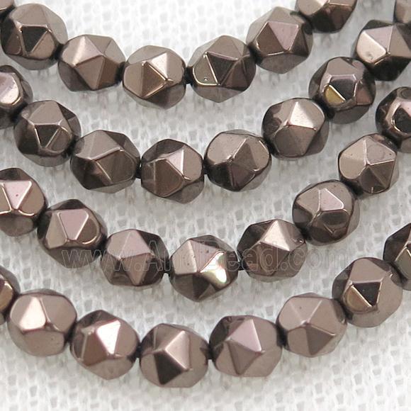 Chocolate Hematite Beads Cut Round Electroplated