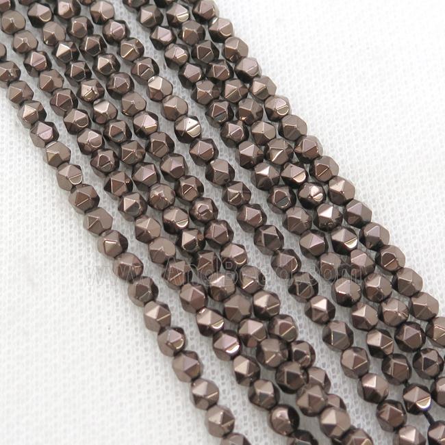 Chocolate Hematite Beads Cut Round Electroplated