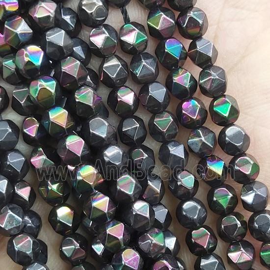 Hematite Beads Cut Round Multicolor Electroplated