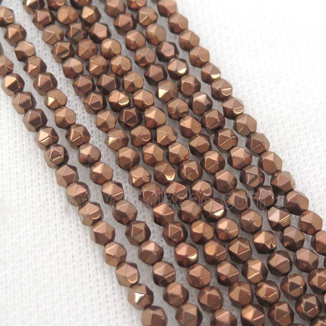 Brown Hematite Beads Cut Round Electroplated