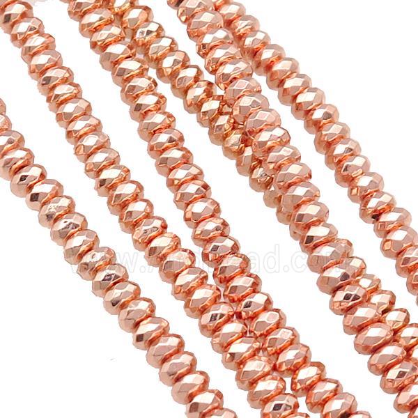 Hematite Beads Faceted Rondelle Rose Gold