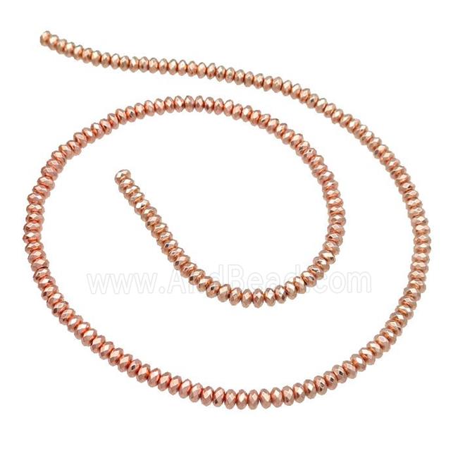 Hematite Beads Faceted Rondelle Rose Gold