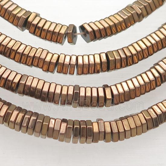 Hematite Hexagon Beads Brown Electroplated