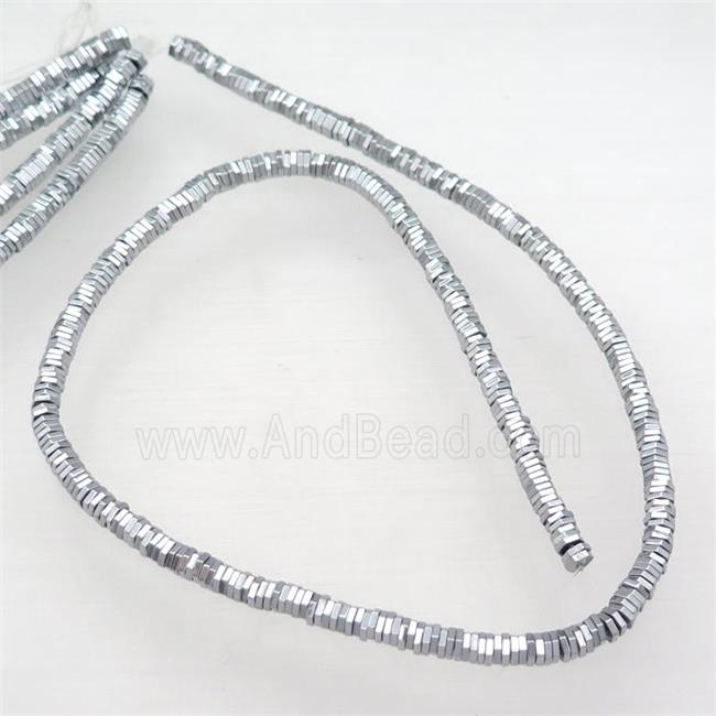 Hematite Hexagon Beads Platinum Electroplated
