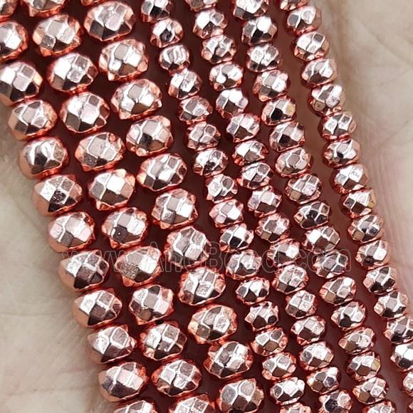 Hematite Beads Faceted Rondelle Rose Gold