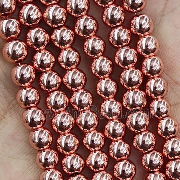 Hematite Beads Smooth Round Rose Gold